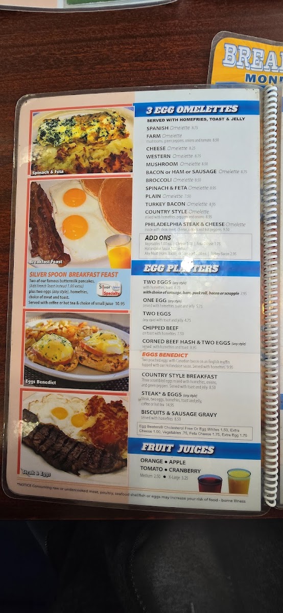 Silver Spoon Diner Menu - Image 1